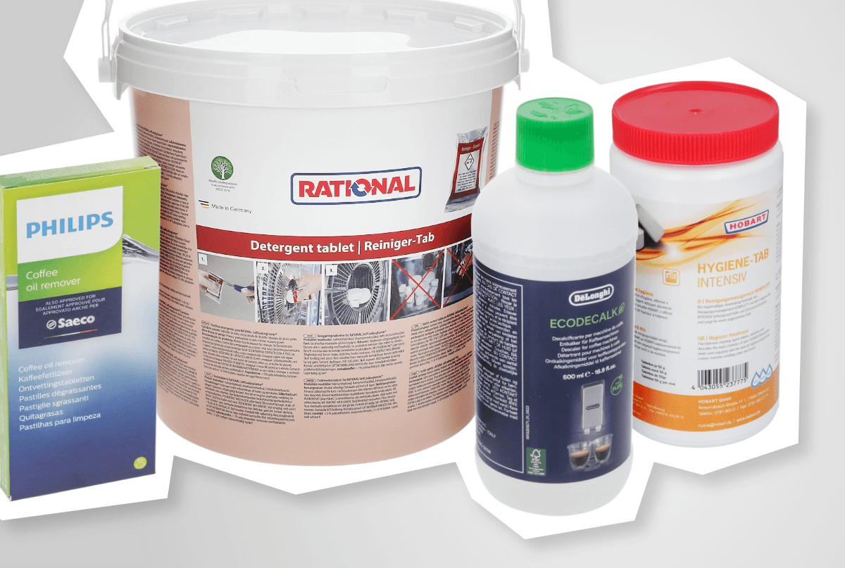 Professional cleaning products for ovens, dishwashers and coffee machines.
